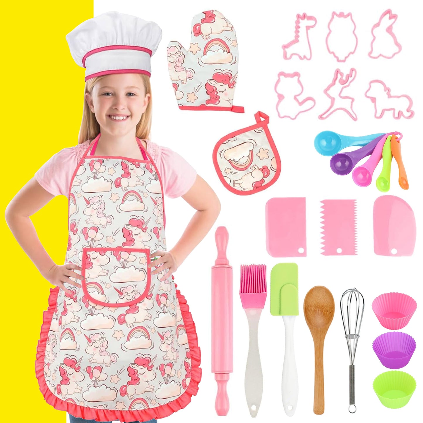 Kit de Repostería Infantil: Delantal y Gorro de Chef de 26 Piezas