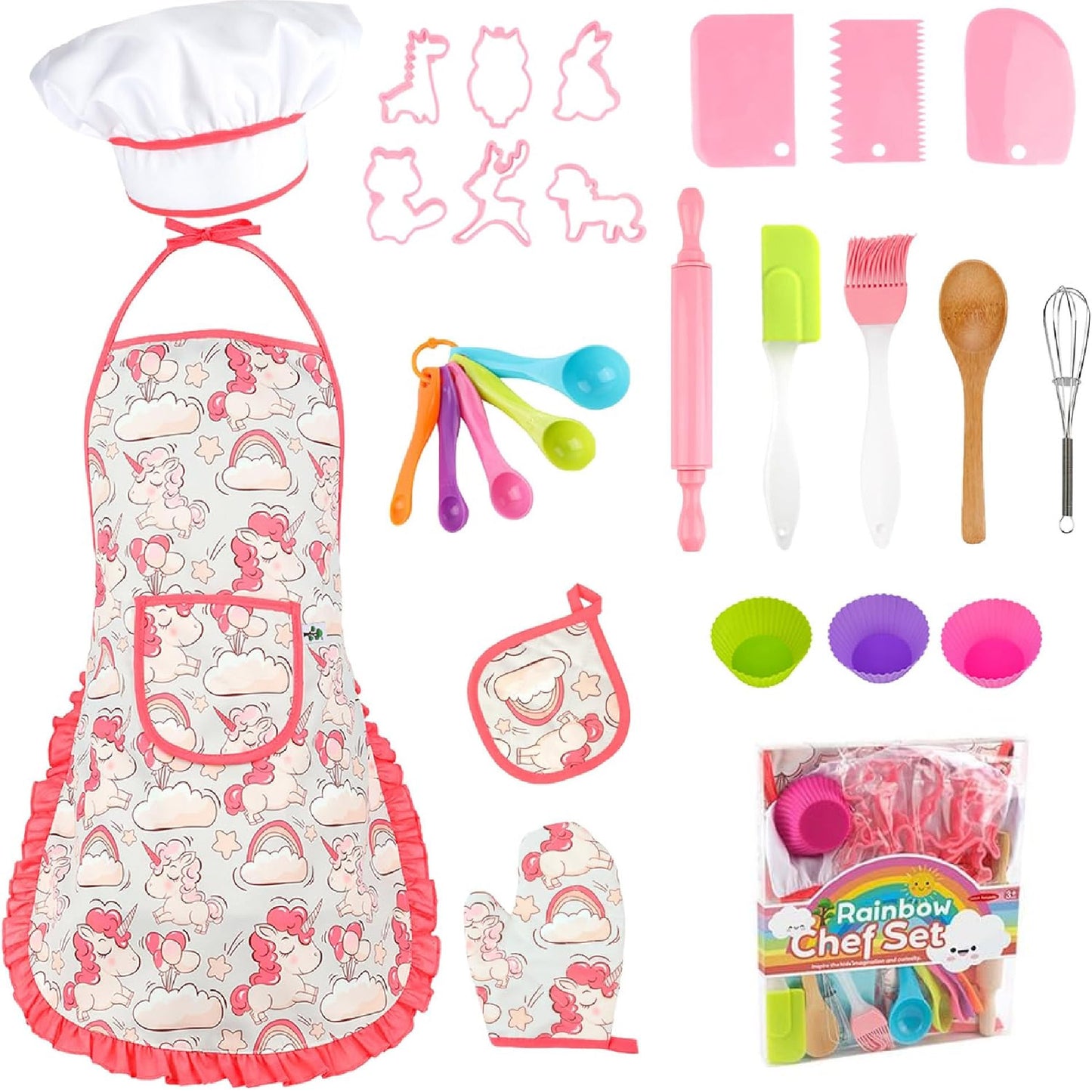 Kit de Repostería Infantil: Delantal y Gorro de Chef de 26 Piezas