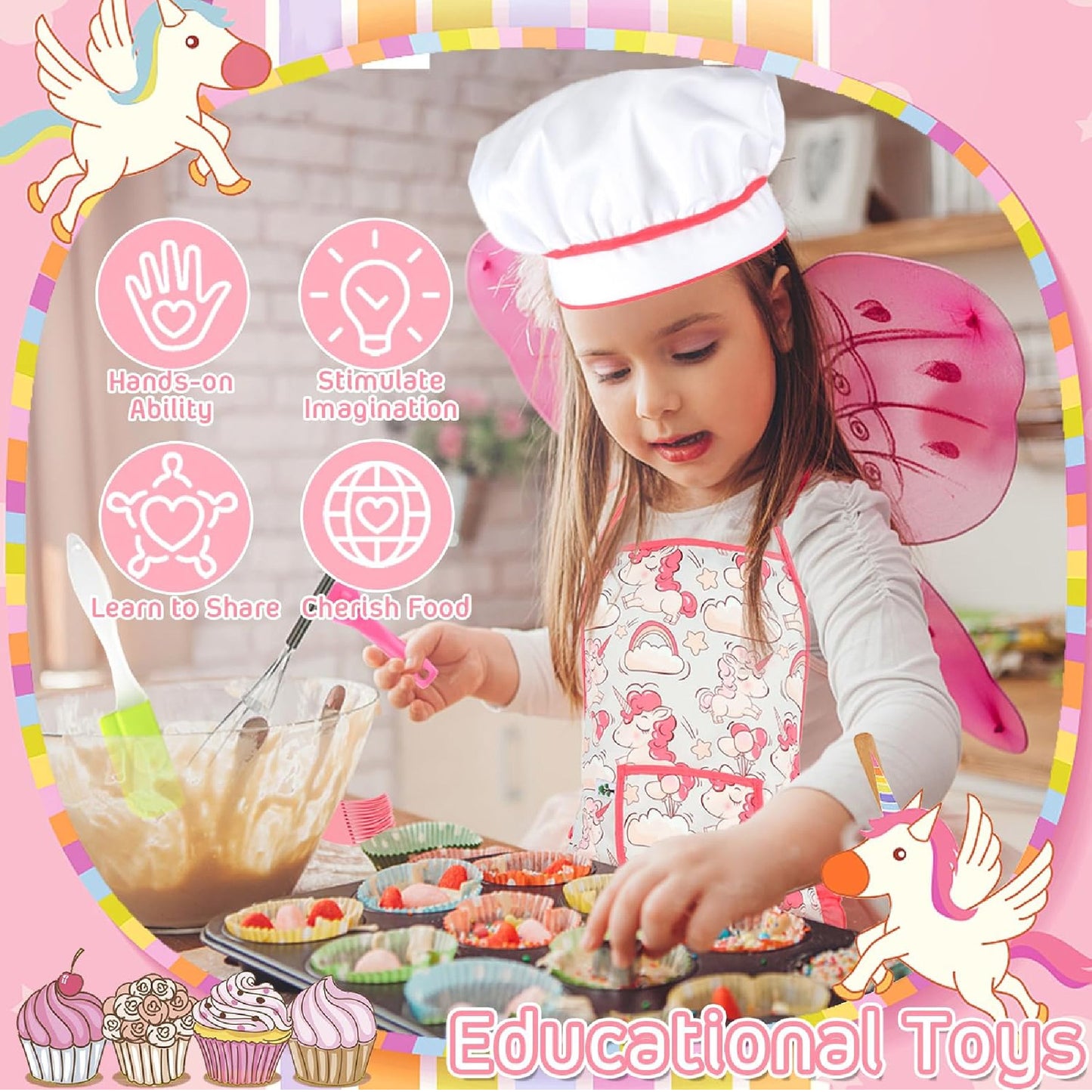 Kit de Repostería Infantil: Delantal y Gorro de Chef de 26 Piezas