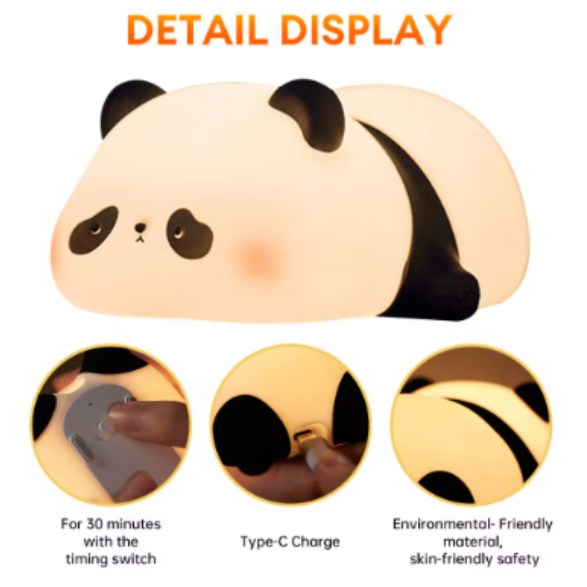 Lámpara Nocturna Panda de Silicona – Luz Suave y Relajante en 3 Tonos