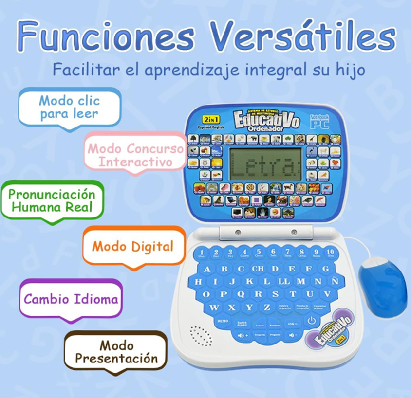 Mini Computador Didáctico Infantil 2en1 – ¡Aprender Nunca Fue Tan Divertido!
