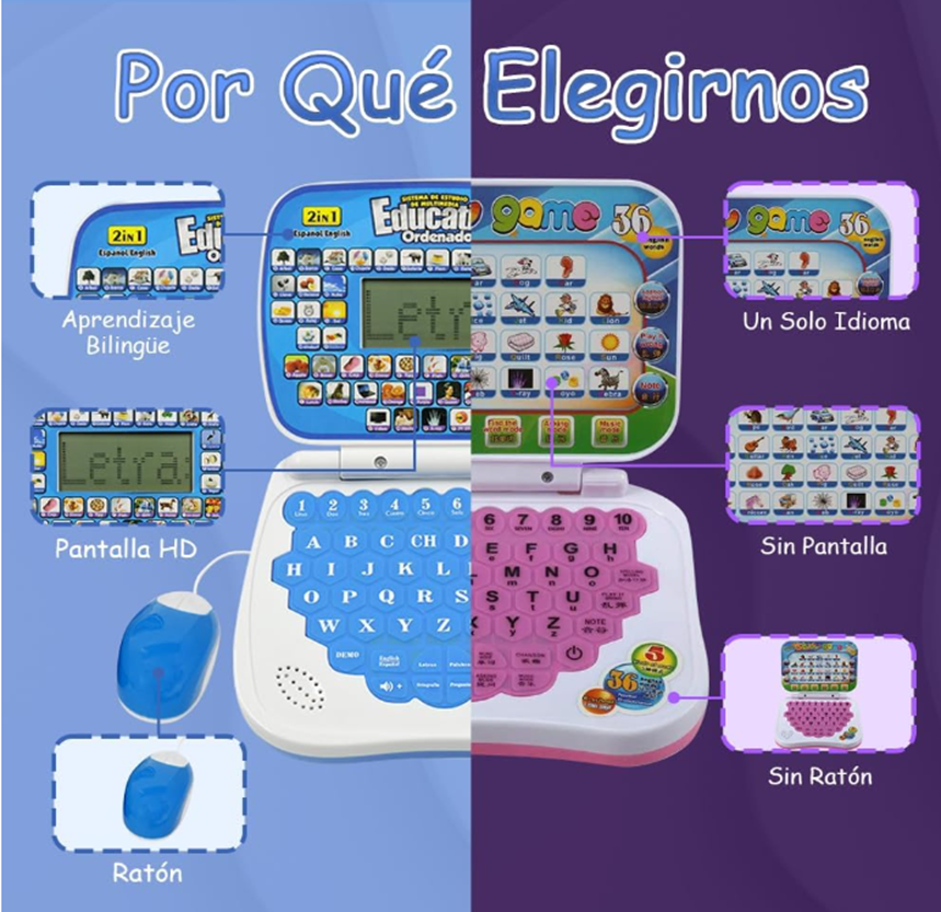 Mini Computador Didáctico Infantil 2en1 – ¡Aprender Nunca Fue Tan Divertido!