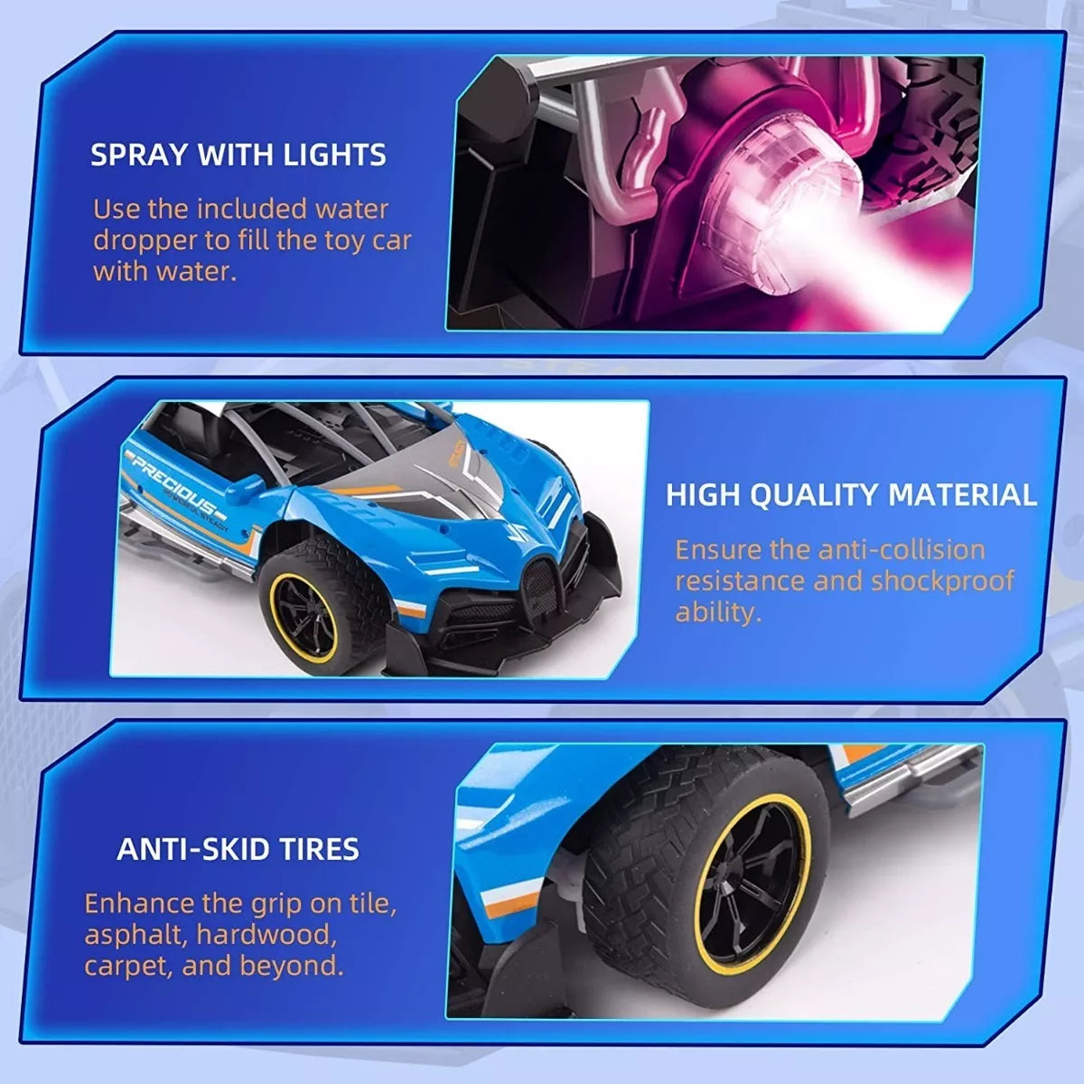 Carro Todoterreno RC con Control Remoto y Funciones Avanzadas