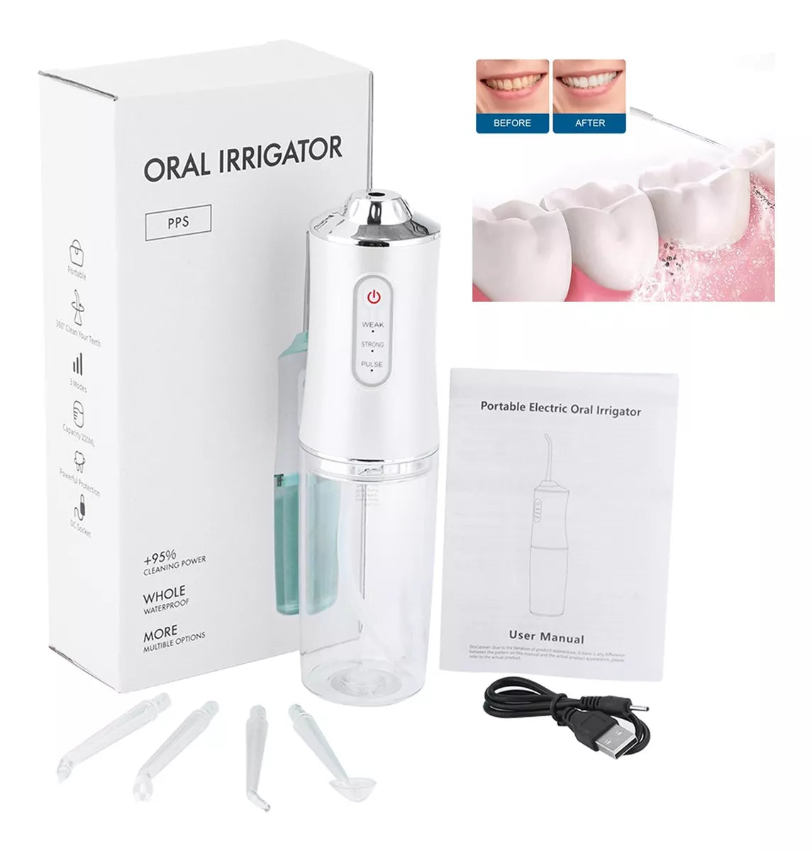 Irrigador Oral Recargable 4 BOQUILLAS