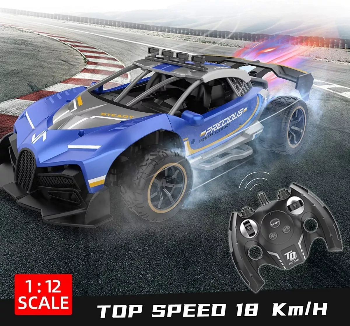 Carro Todoterreno RC con Control Remoto y Funciones Avanzadas