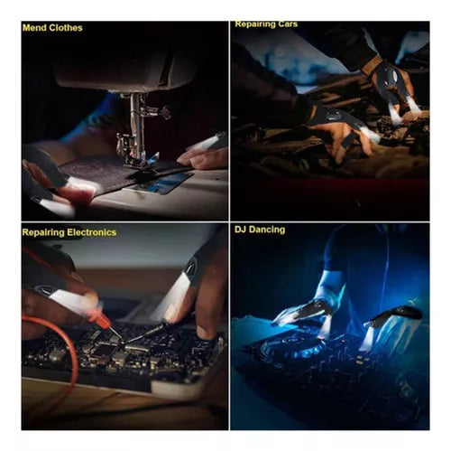 Guante táctil con linterna LED recargable e impermeable
